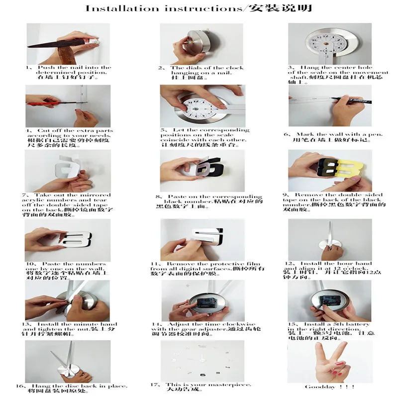 DIY настенные часы 3D зеркальная поверхность наклейка домашний офис Декор Наклейка