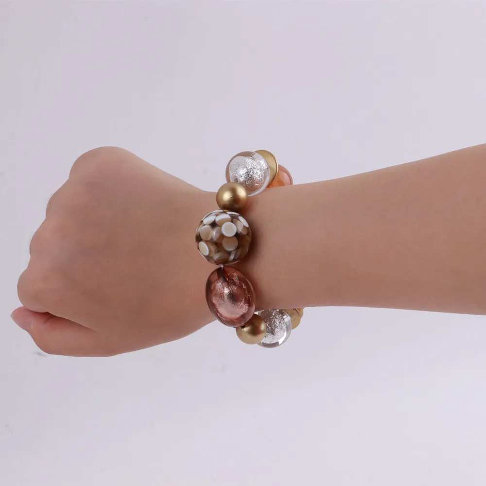 

New Geometric Big Acrylic Beads Bracelets For Women Statement Resin Beaded Elastic Bracelet Pulseira Feminina Bangles Jewelry