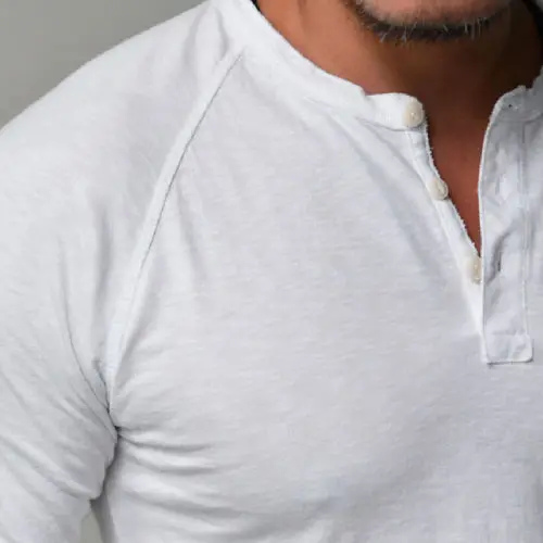 Fashion Men Cotton Slim Fitness V-Neck Buttons Blouse Shirts Top Long Sleeve Muscle Tees Shirt Casual Tops Blouses Clothes S-3XL | Мужская