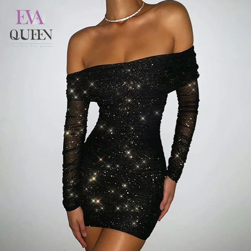 Черное вечерние чатое вечернее облегающее платье EvaQueen женское летнее