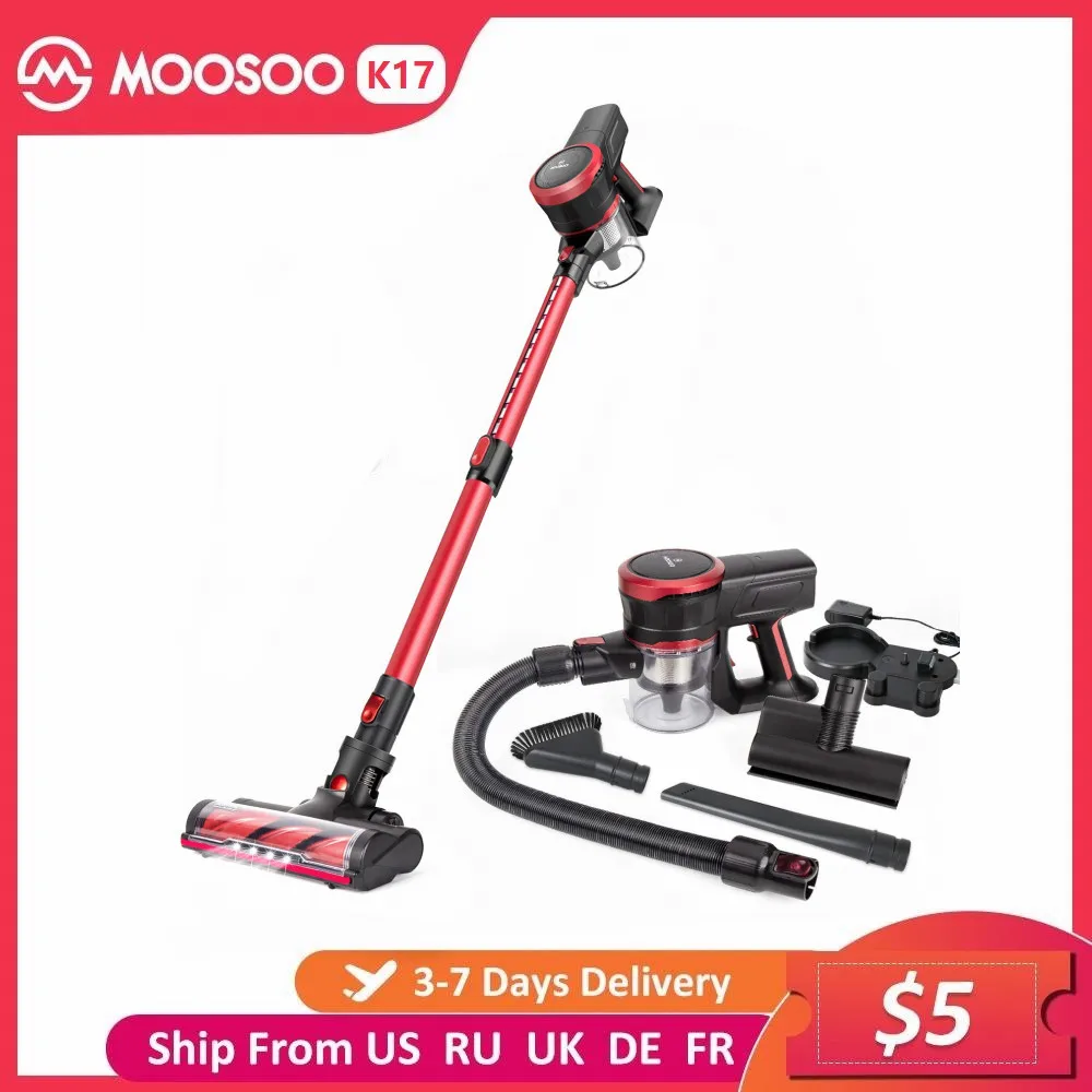 MOOSOO K17 pro Cordless Vacuum Cleaner,23Kpa Suction, 200w Power, with LED Lights, 30Mins Runtimes, Wireless Household Appliance