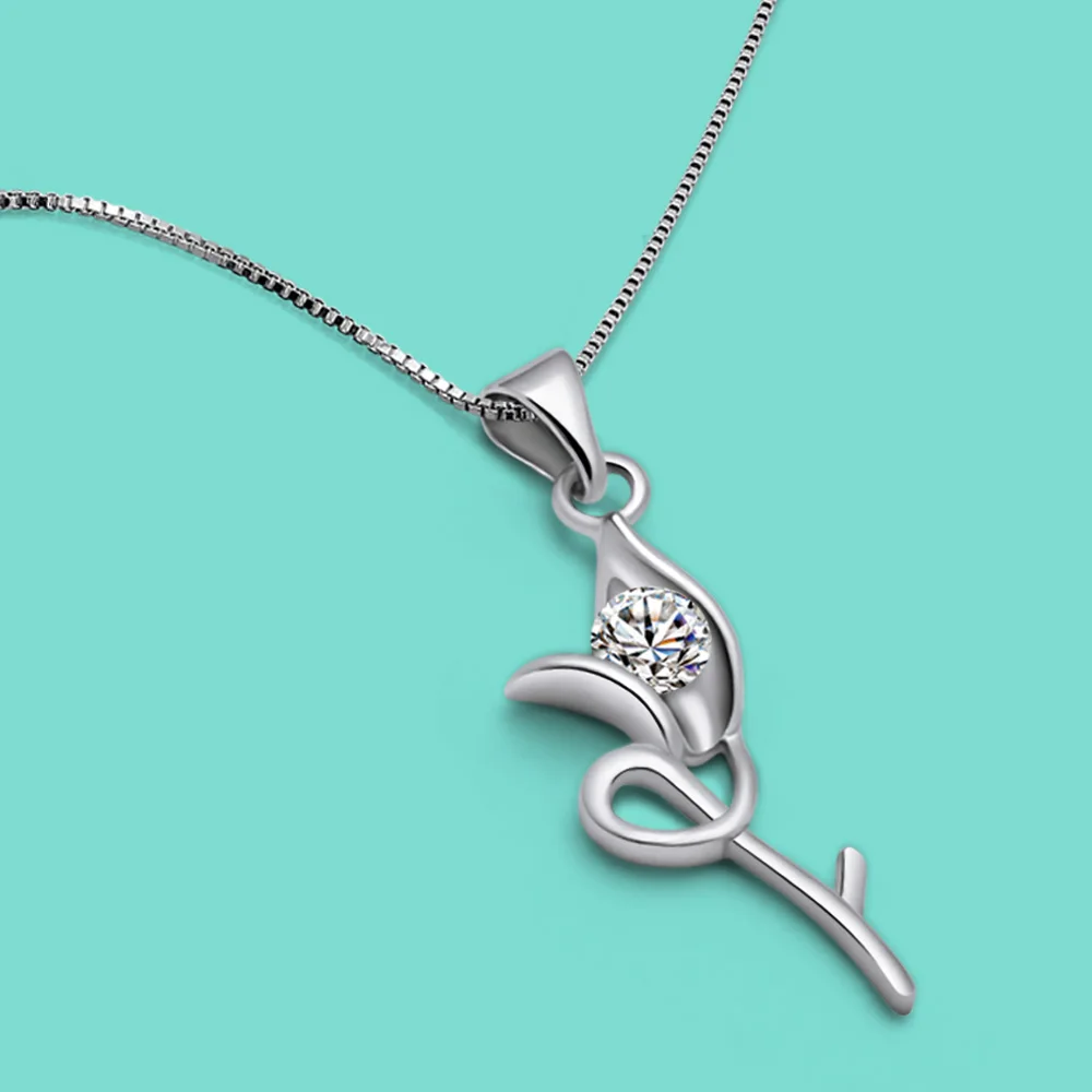 Модное женское ожерелье из стерлингового серебра 925 пробы цветной кулон Zrcon