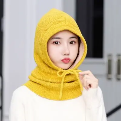 Зимние шерстяные вязанные шарф и шапка набор бини женский шарф Skullies Beanies шапки для женщин шапка s Gorras Bonnet маска цельная шапка