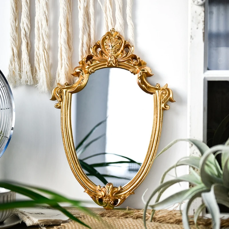 Античное декоративное настенное зеркало винтажное резное висячее для макияжа
