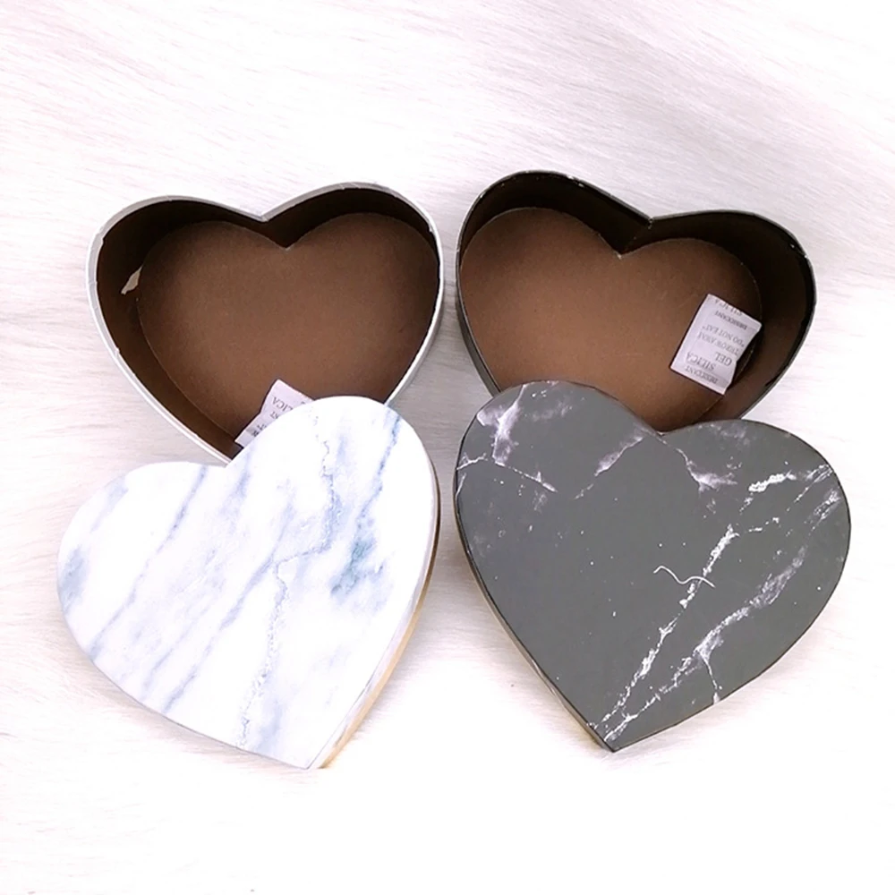

3pcs/pack Peach Heart Gift Box Marble Pattern Valentine's Day Flower Box Heart-shaped Birthday Party Gift Box
