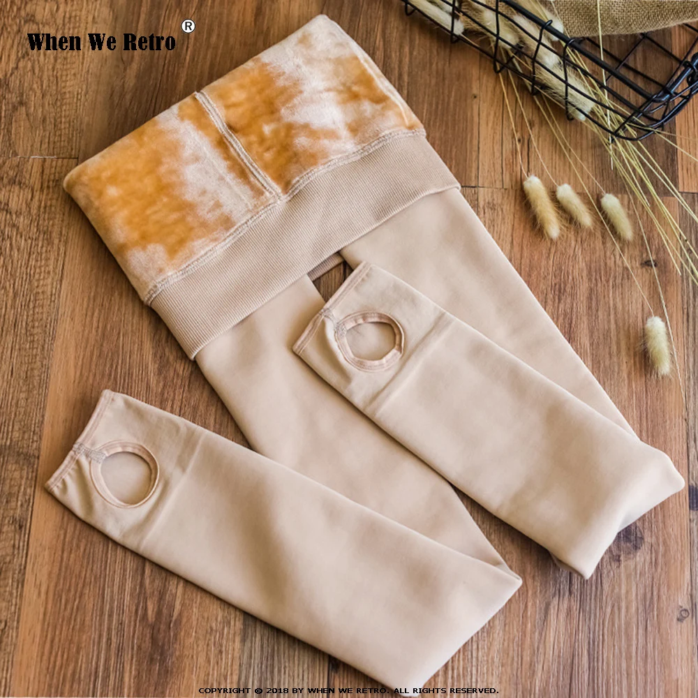 Когда мы ретро теплые женские эластичные бархатные зимние леггинсы до щиколотки