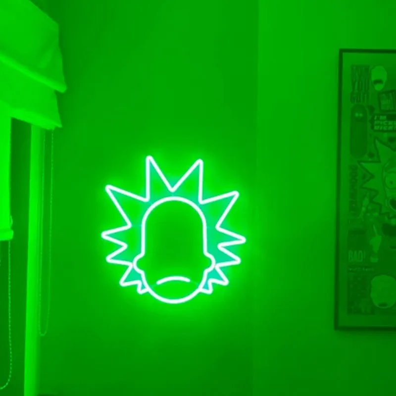Неоновая светодиодная аниме-вывеска ricky на заказ комнатное настенное освещение