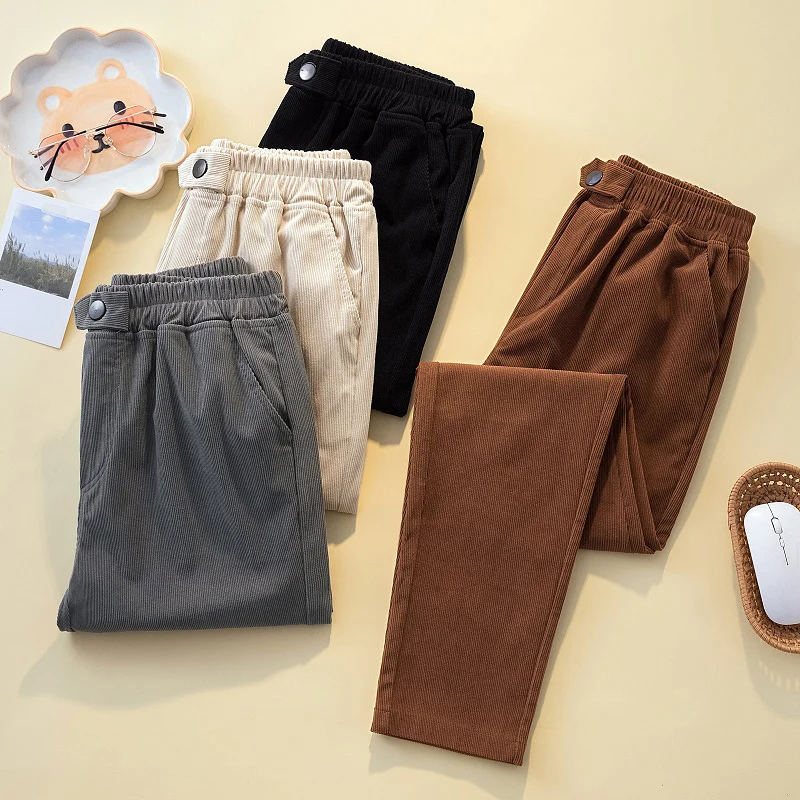 Женские вельветовые брюки JMPRS с высокой талией винтажные корейские однотонные