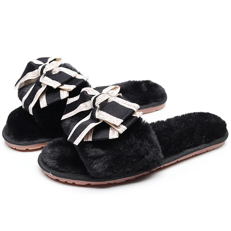 Hotsale Promotion Plush bow Slippers  Home Slipper cute House Shoes for Women Men