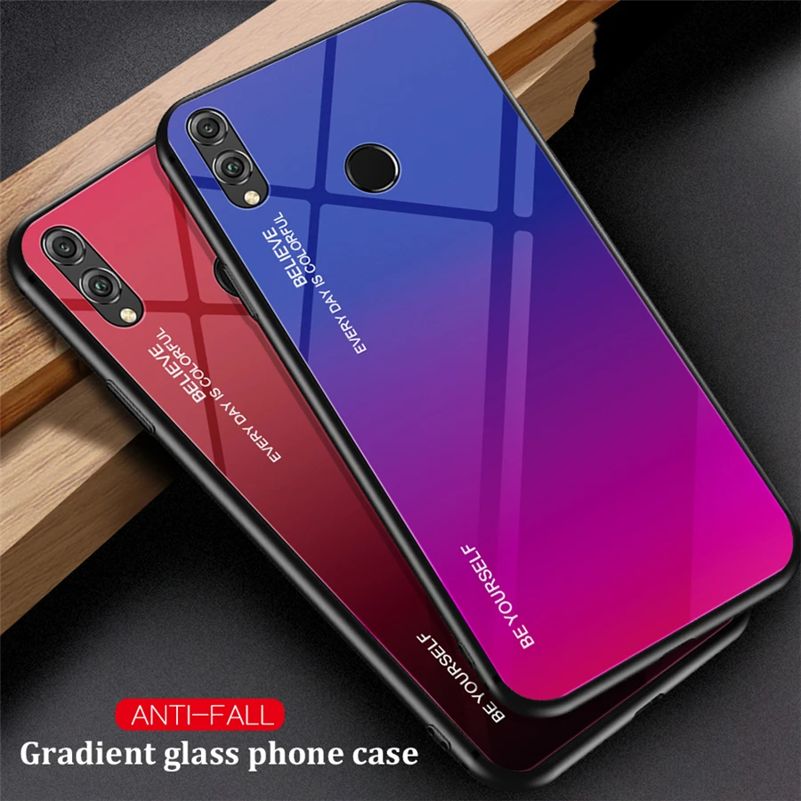 Чехол из закаленного стекла с градиентом для Huawei Honor 8X Mate 20 Pro 10 P20 Lite P Smart Plus Nova 3i 3 4