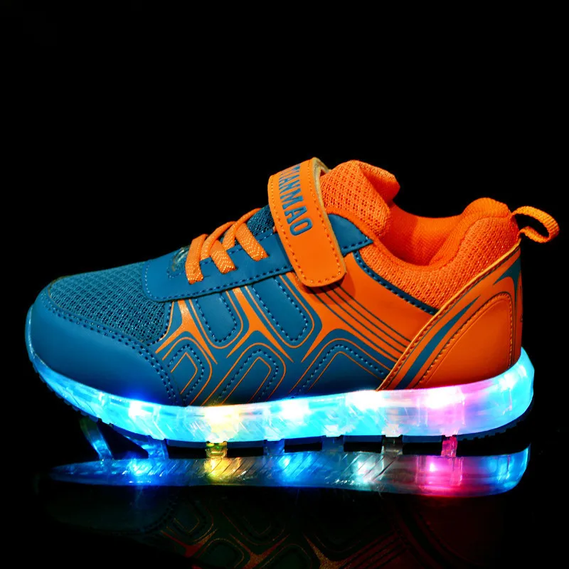 Детская спортивная обувь светодиодная модная светящаяся для мужчин и женщин
