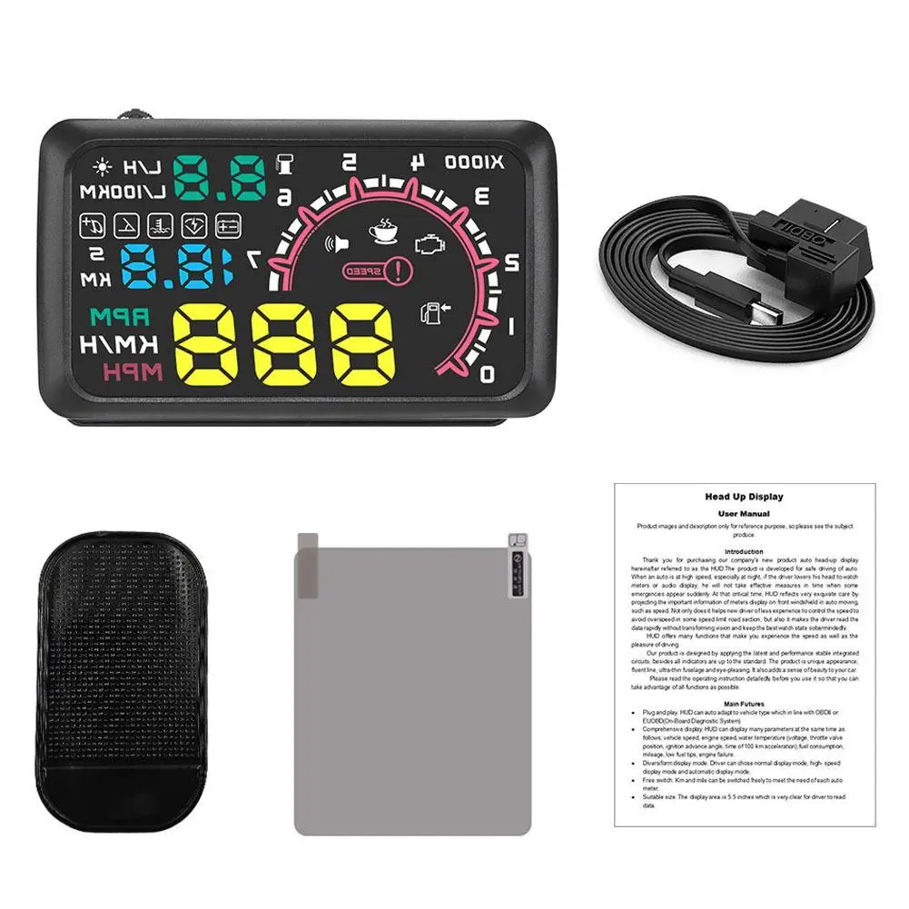 5 дюймовый автомобильный проекционный дисплей на лобовое стекло OBD2