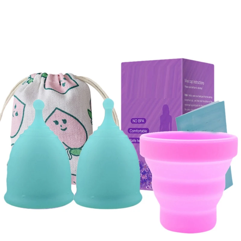 

8Pcs/Lot Menstrual Cup for Feminine Hygiene Silicone Cup Menstrual Reusable Lady Cup S (Transparent & Blue)