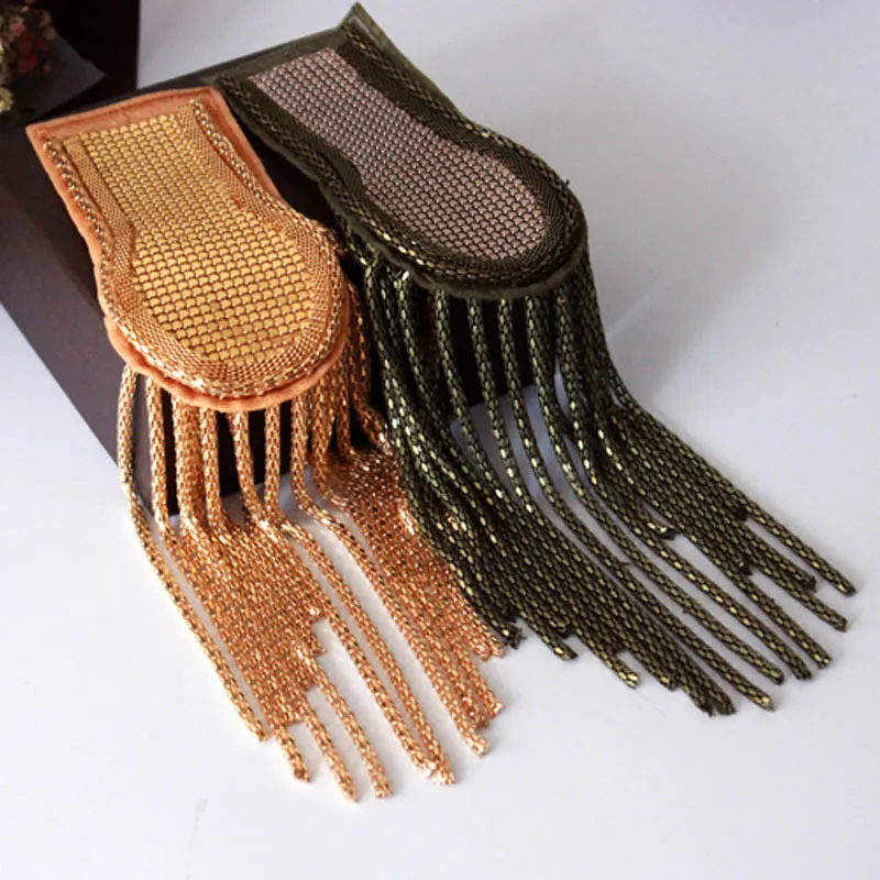 

one piece breastpin tassels shoulder board mark knot Epaulet metal badges applique patches for clothing AZ-2568