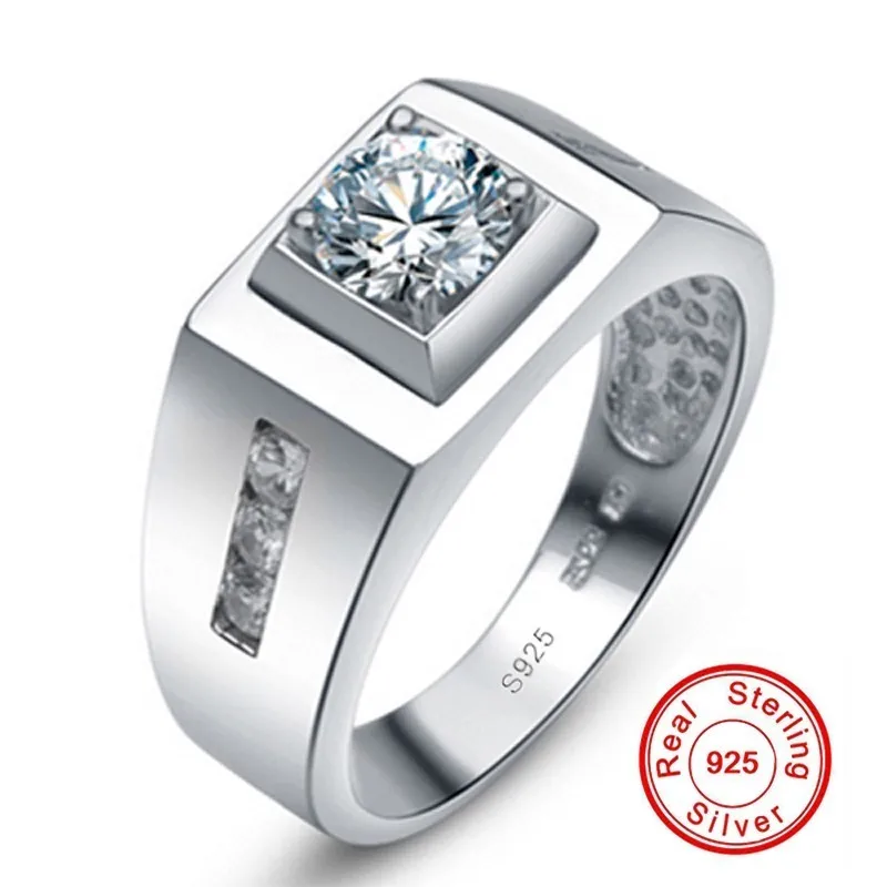 Роскошные мужские обручальные кольца 100% дюйма серебро 6 мм 1 карат искусственный
