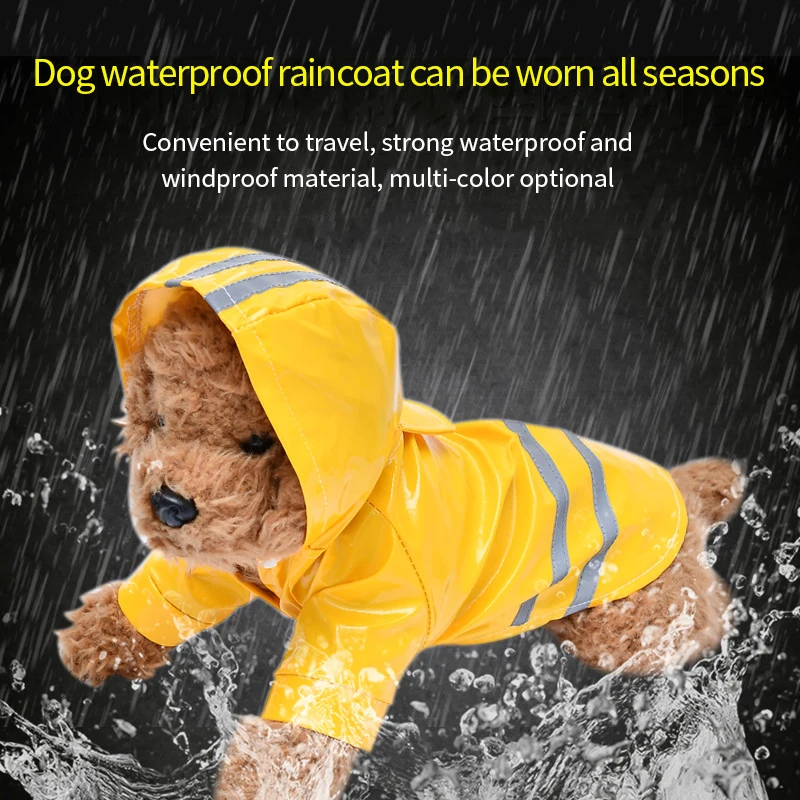 

Dog Raincoat Waterproof For Small Medium Dog Pets Dog Clothes Hooded Raincoats Reflective Strip Impermeable Dog Clothes Pet