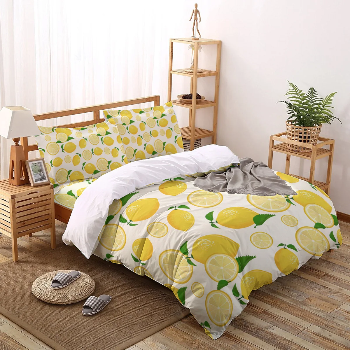 

Small Fresh Summer Style Lemon Fruit Home Textile Duvet Cover Pillow Case Bed Sheet Kid Teen Bedding Linens Set King Queen Twin
