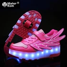 Размеры 28-40 светящиеся светодиодные колеса спортивная обувь для детей, для девочек, с зарядкой от USB роликовых коньках обувь с подсветкой для детей мальчиков ботинок кататься на коньках