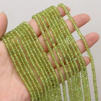 natural olivine faceted beaded round shape beads for jewelry making diy necklace bracelet accessries 3x4mm
