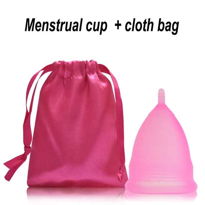Pink cup and bag Женская Гигиеническая продукция, менструальная чашка, медицинская силиконовая копа, менструальная Женская копа, многоразовая силиконовая чашка - Цвет: Pink cup and bag