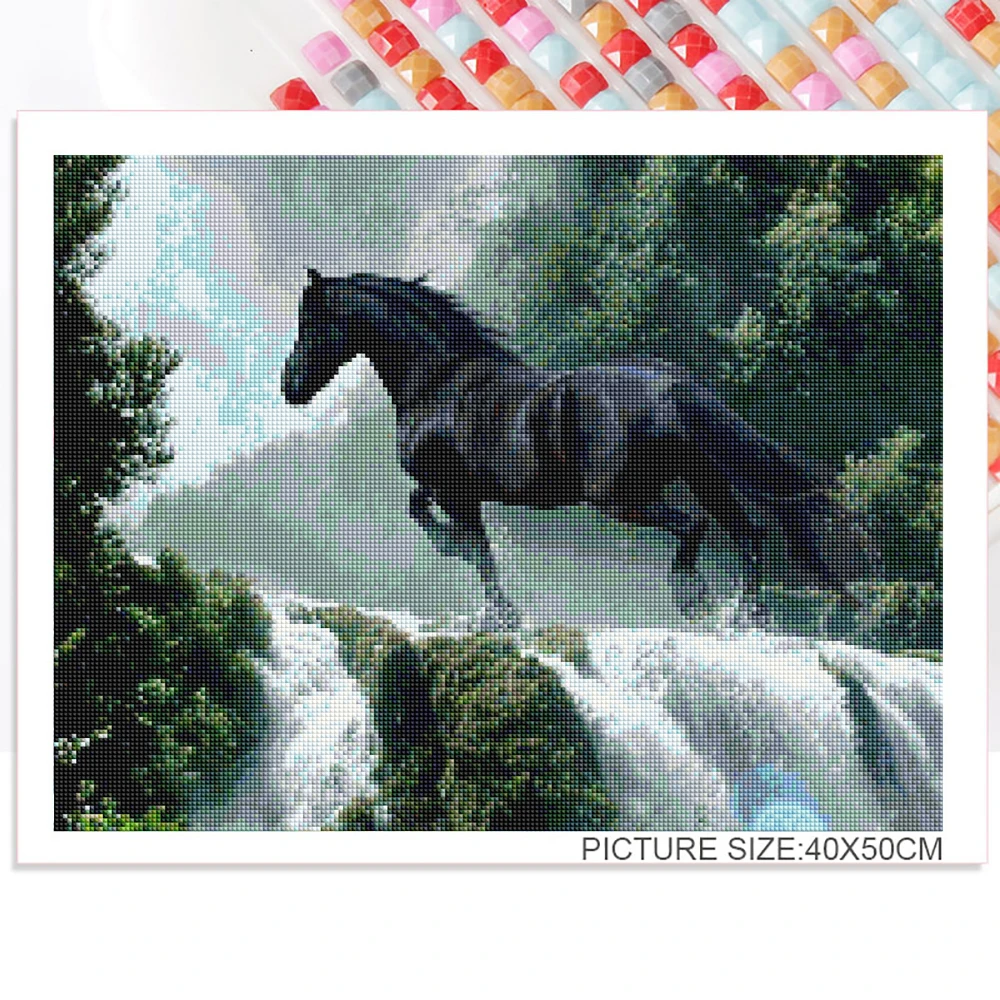 Алмазная 5D Вышивка лошади водопад украшение для дома | Дом и сад