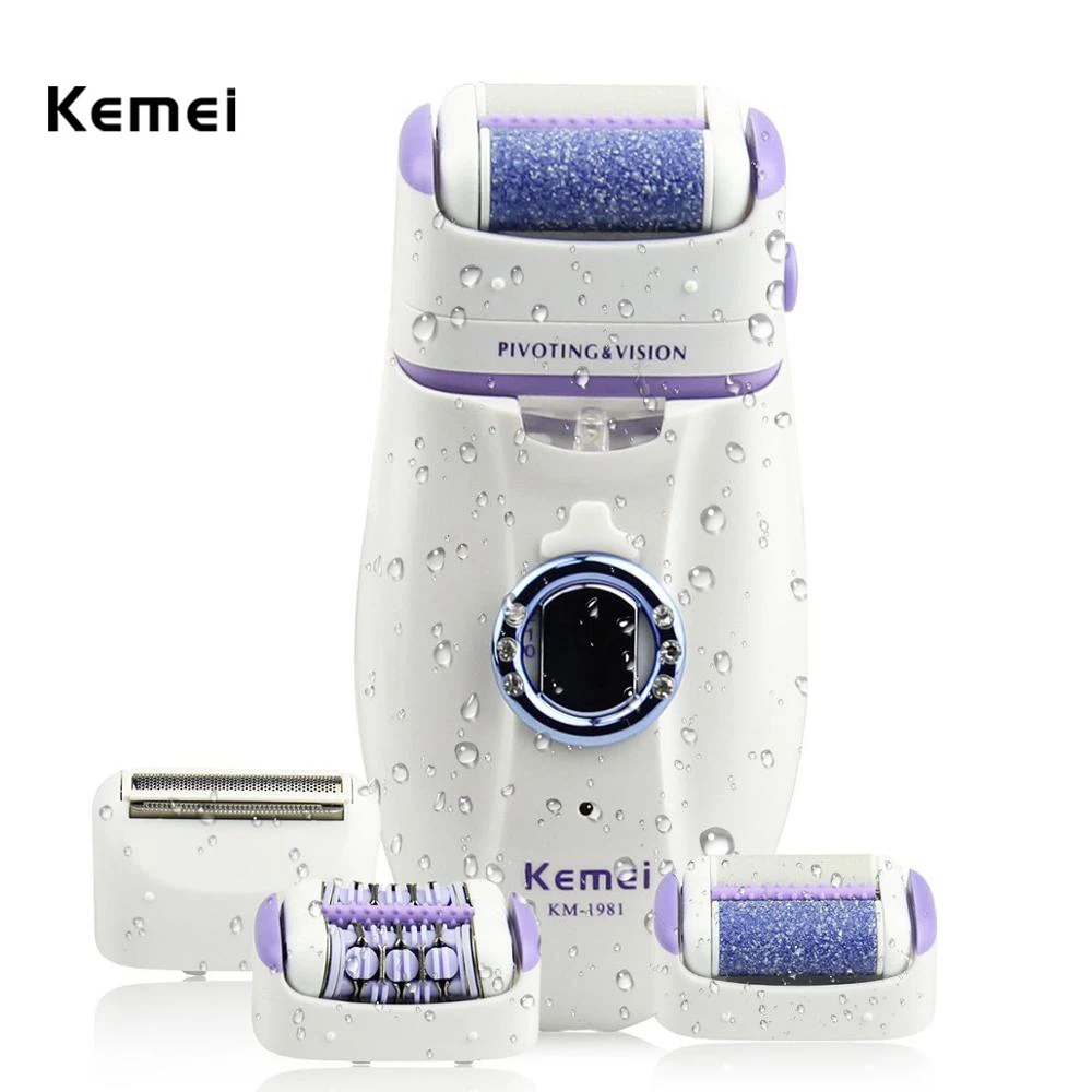 

Kemei 3 in 1 Electric Epilator For Women Electronic Foot File Female Depilation Machine Rechargeable Hair Removal