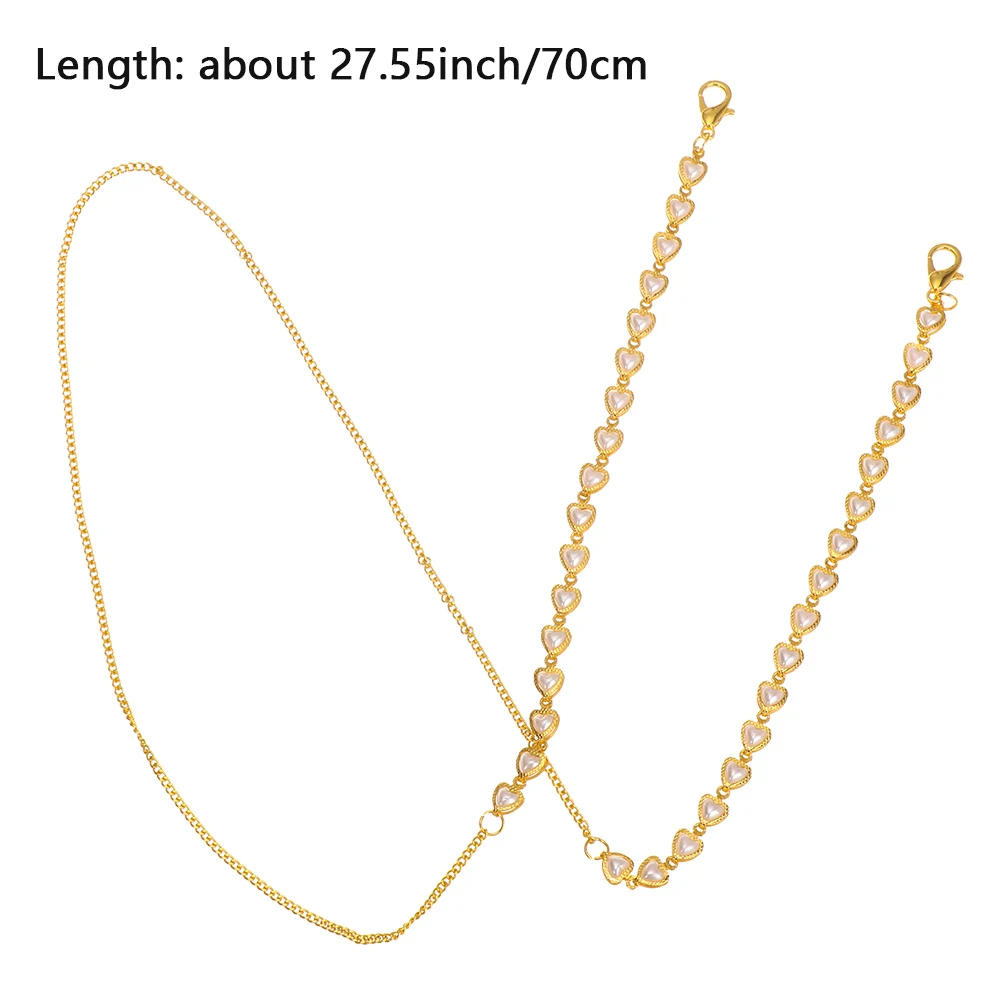 

1PC Fashion Heart Pearl Glasses Chain Holder Necklace Sunglasses Lanyard Non-slip Reading Glasses Holder Strap Eyewear Braid Dec