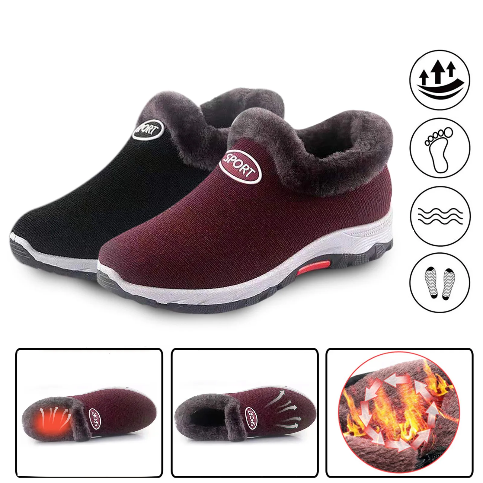 Уличные зимние теплые спортивные кроссовки Женские Повседневные Дышащие