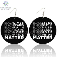 somesoor black lives pain tears hope matters design wooden drop earrings american resist sayings printed loops for women gifts
