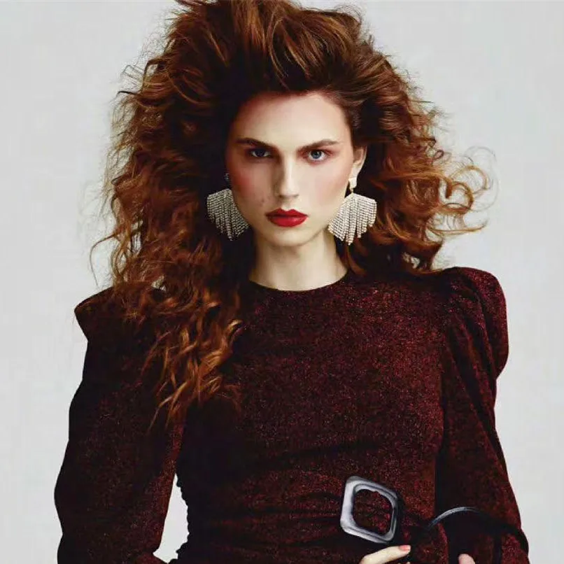 Высококачественные Висячие серьги Стразы с кисточками для женщин модные