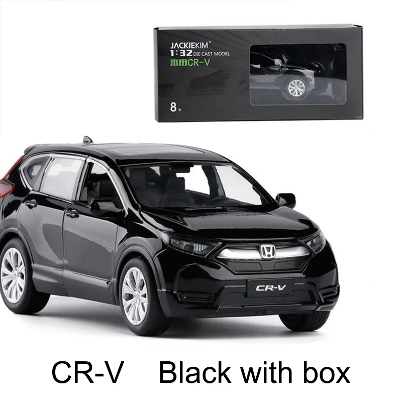 1:32 15 см Honda CRV литая под давлением масштабная модель автомобиля игрушки высокая имитация Вытяните назад металлические модели 6 дверей открываются со звуком светильник - Color: Black With Box