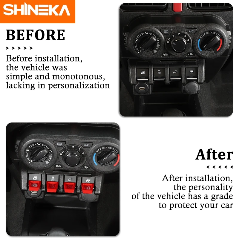 SHINEKA ABS Car Window Lift Switch Button Extended Decoration Cover Stickers For Suzuki Jimny 2019-2022 Interior Accessories | Автомобили