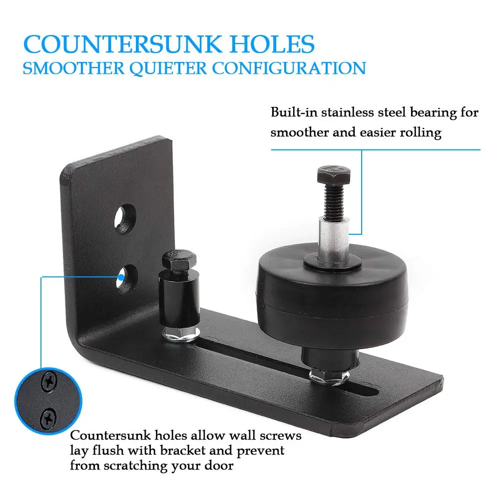 8 In 1 Sliding Barn Door Rail Pulley Hardware Kit Top Mounted Hanger Track Black Steel Closet Roller New | Обустройство дома