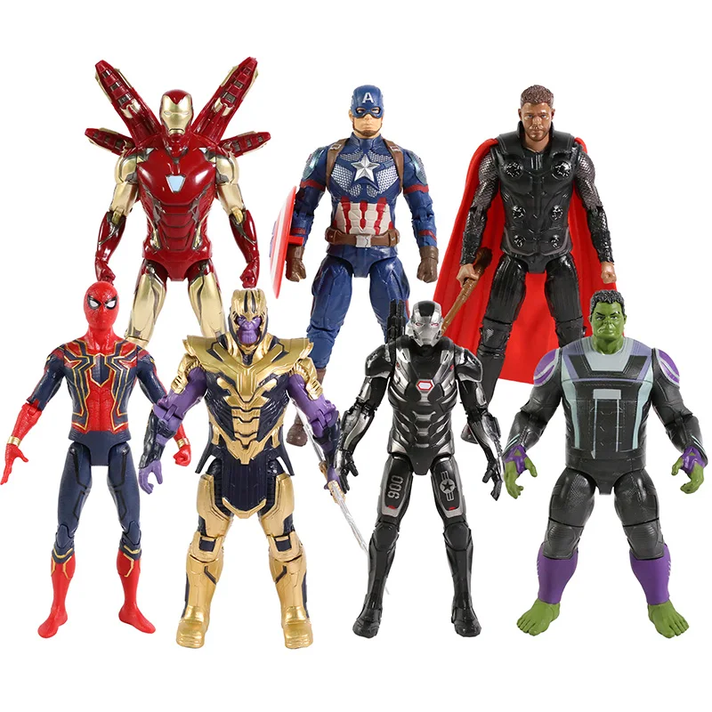 

Экшн-фигурка Marvel, Человек-паук, Железный человек, Капитан Америка, Тор, Халк, военная машина, танос, 7 дюймов, Коллекционная модель игрушки