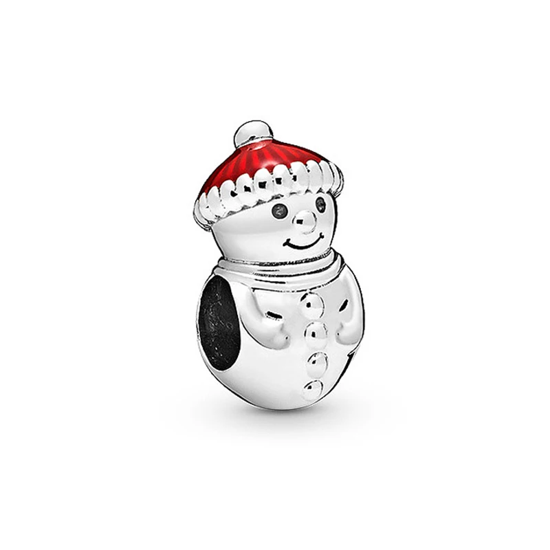Santa Hat Snowman 925 пробы Серебряный уютный рождественский дом Шарм Красная эмаль Подходит Pandora браслет DIY женские ювелирные изделия - Цвет: Santa Hat Snowman