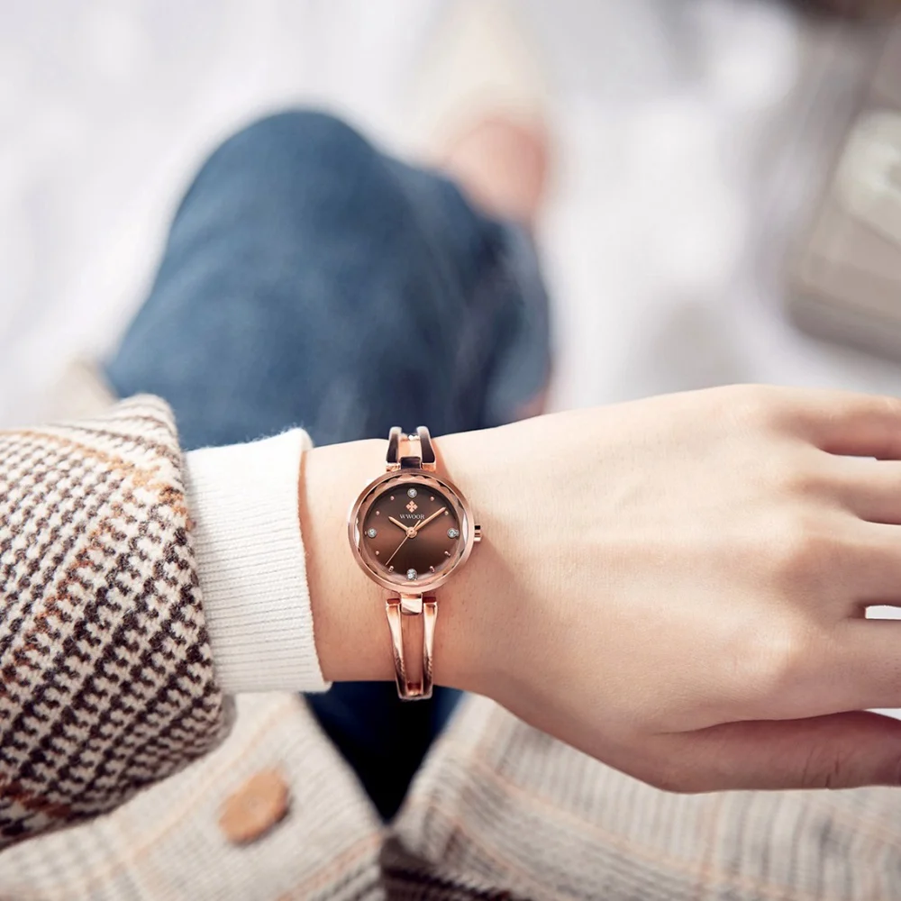 

WWOOR Women Watches Top Brand Luxury Fashion Female Quartz Wrist Watch Ladies Clock Girl Relogio Feminino WR8866-Brown