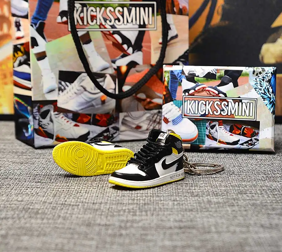 a pair w metal ring Персональный DIY Jordan Generation AIR JORDAN 1 chicago 3D кроссовок фигурный брелок сумка Подвеска парный брелок - Цвет: a pair w metal ring