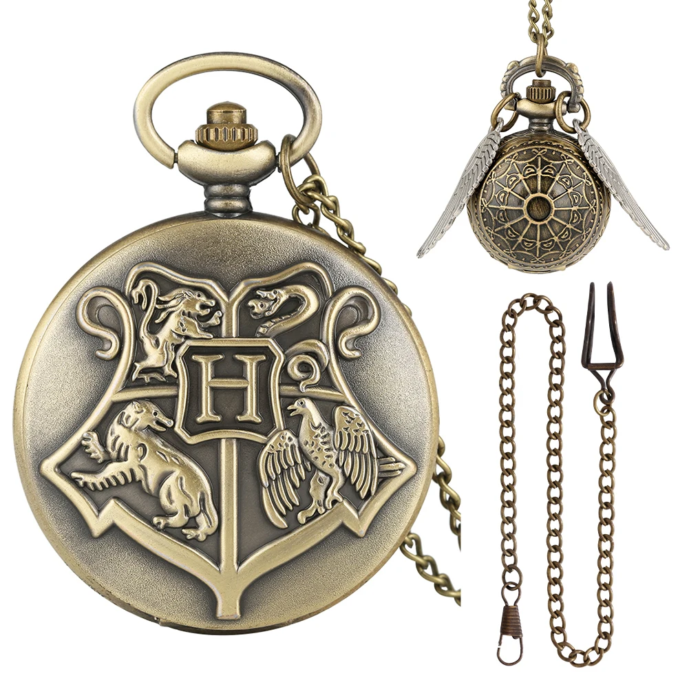 Exquisite Two Quartz Pocket Watch Chain Watches and Necklace 3pcs/Set with Gift Box High Grade Gifts Sets for Friend