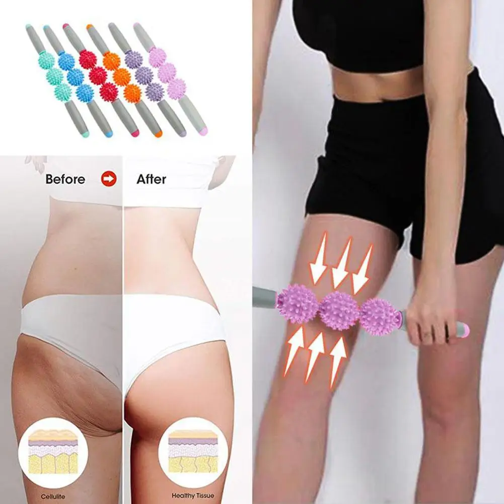 

3 Balls Yoga Massage Roller Stick Trigger Point Body Cellulite Relieve Anti Muscle Massager Stress Slimming Relax Rollers T K5R4