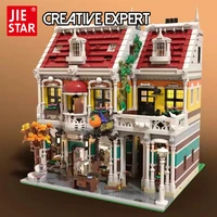 jiestar creative expert street view clothing store 89131 3065pcs moc bricks modular house model building blocks assembly square