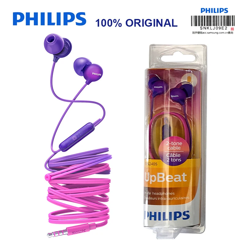 Оригинальные проводные наушники вкладыши Philips SHE2405 3 5 мм с микрофоном и отличными