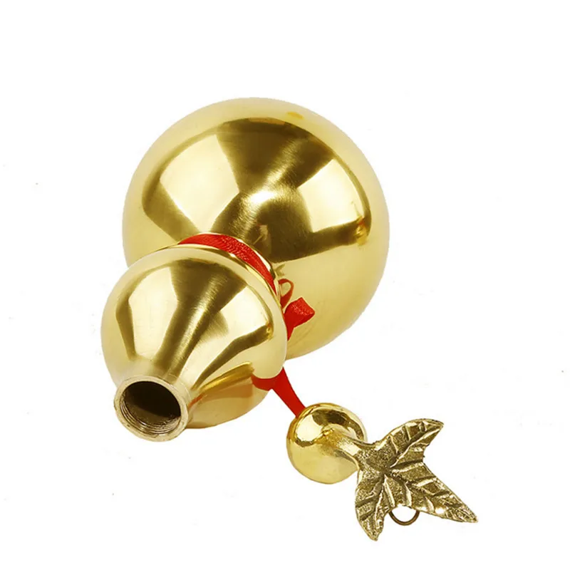 

Traditional Chinese Natural Feng Shui Gourd Brass Mental Golden Wu Lou Luo Lu Health Enhance Luck Ornament Decor