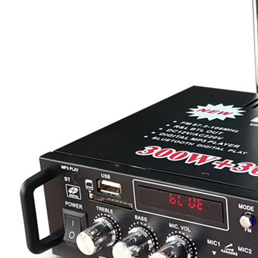 600 Вт 220 В/12 В Hifi стерео Fm 2Ch Amp Автомобильный домашний Usb Sd Mp3 Мини Usb карта Ac и Dc небольшой усилитель мощности