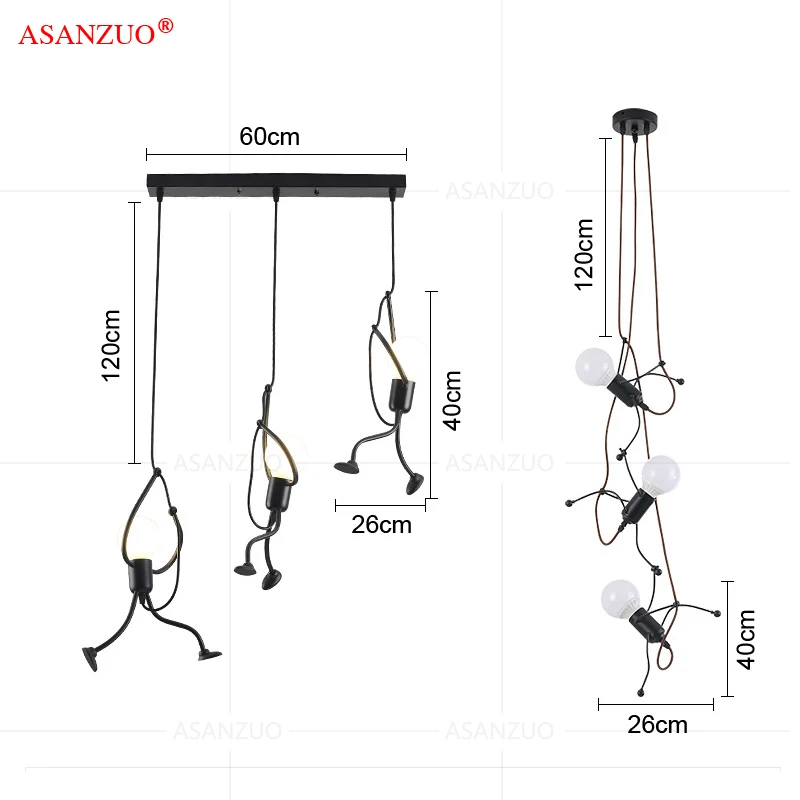 

Modern minimalist bar restaurant robot three aisle industrial wind personalized creative corridor LED pendant lamp