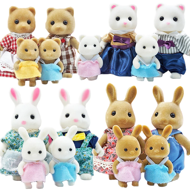 

Dollhouse Furniture Dolls Role Play Forest Animal Family Picnic Car Bus Set DIY Little Critters Home Pretend Gifts Toy for Girls