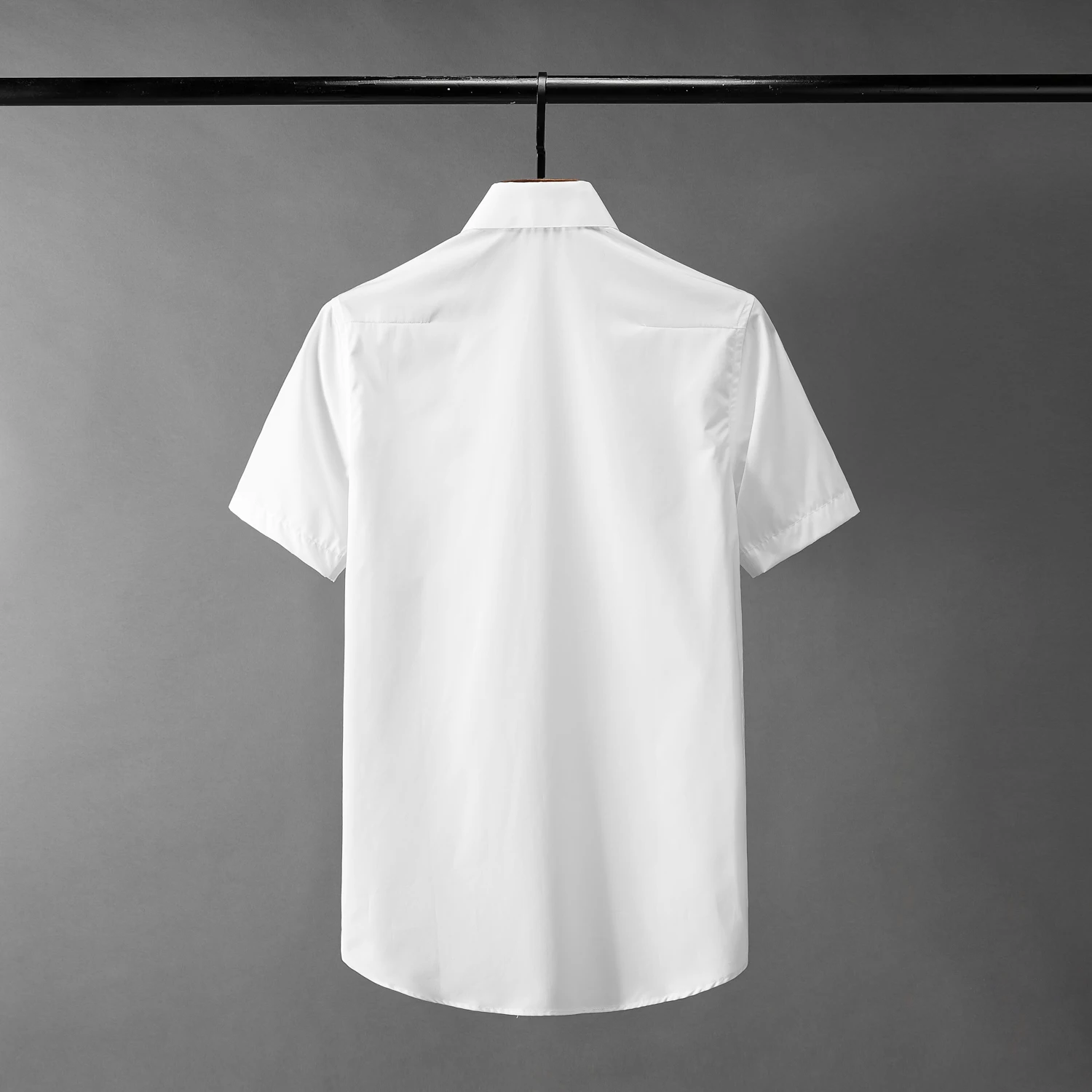 

Мужская приталенная рубашка, белая рубашка с высокой вышивкой на воротнике и коротким рукавом, лето 2019