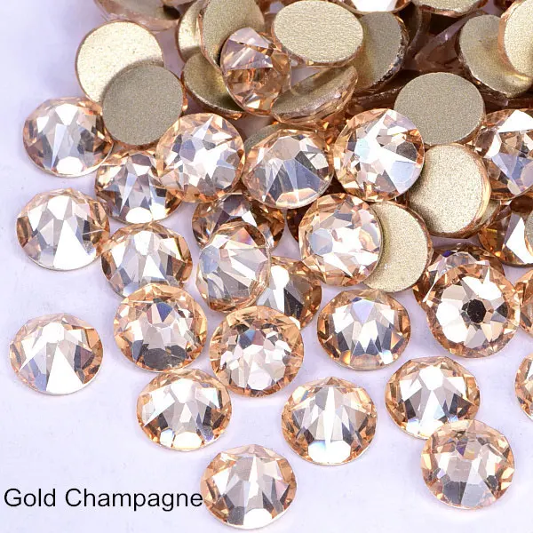 Gold Champagne Ss30, 8, большие, 8, маленькие, 16 граней, Стразы для ногтей, стеклянные стразы с плоской задней стороной, много цветов, не Горячие Стразы для украшения ногтей B3744 - Цвет: Gold Champagne