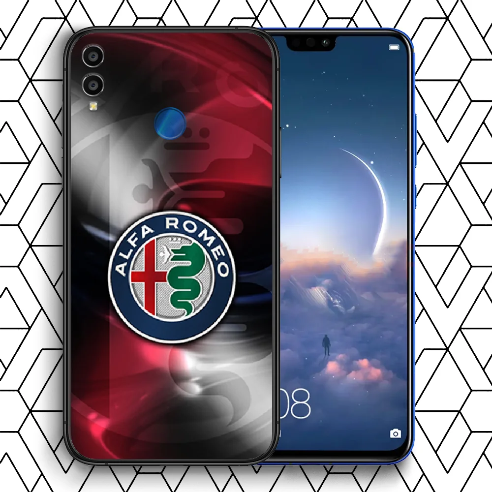 

Alfa Romeo Car Logo Phone case For Huawei Honor 6A 7A 7C 8 8A 8X 9 9X 10 10i 20 Lite Pro Play black cover 3D waterproof luxury