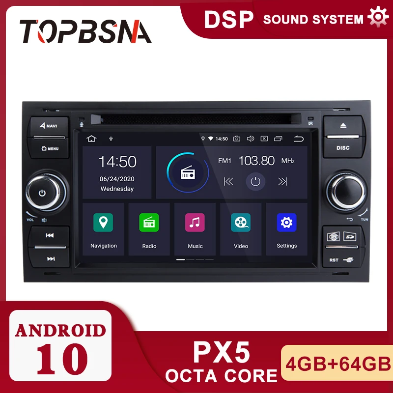 TOPBSNAAndroid 10 Автомобильный мультимедийный плеер для Ford Mondeo S-max Focus C-MAX Galaxy Fiesta transit