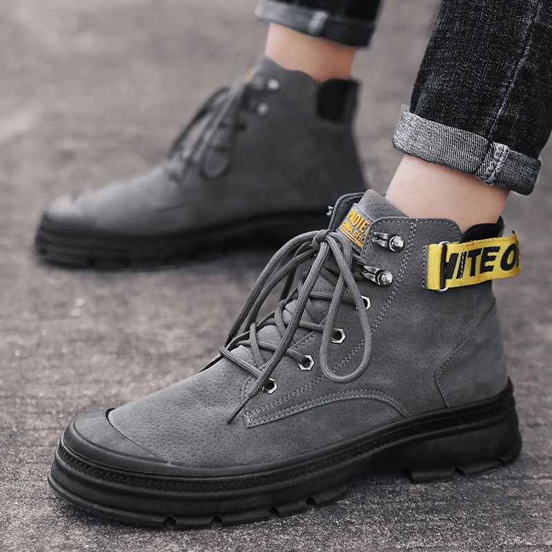 Черные Теплые зимние мужские ботинки ботильоны из натуральной кожи Мужская